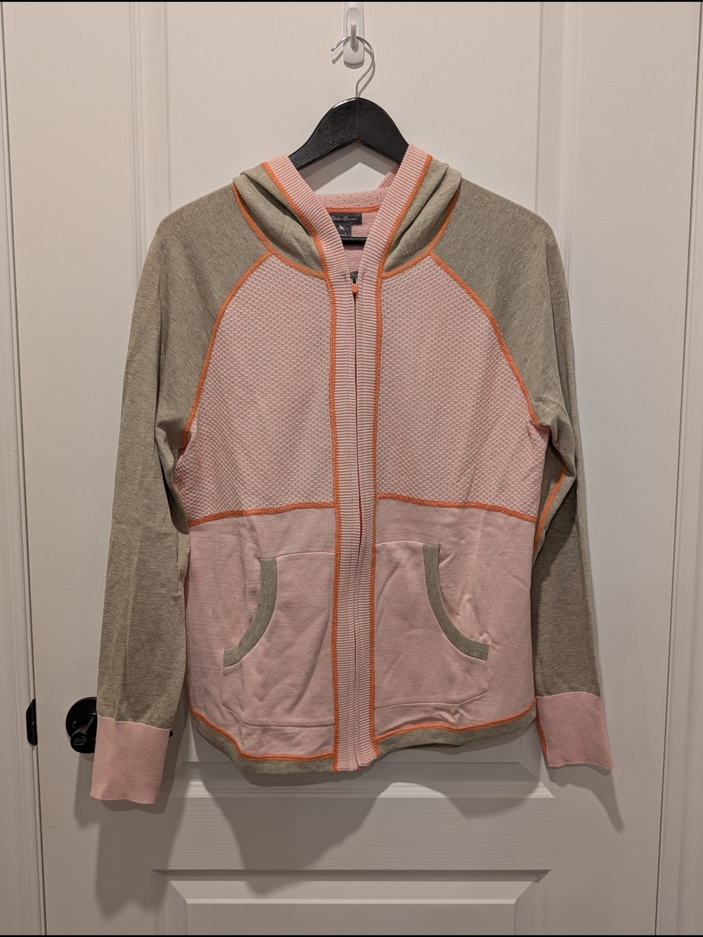 Eddie Bauer Pink and Light Brown Hooded Zip Jacket Size L